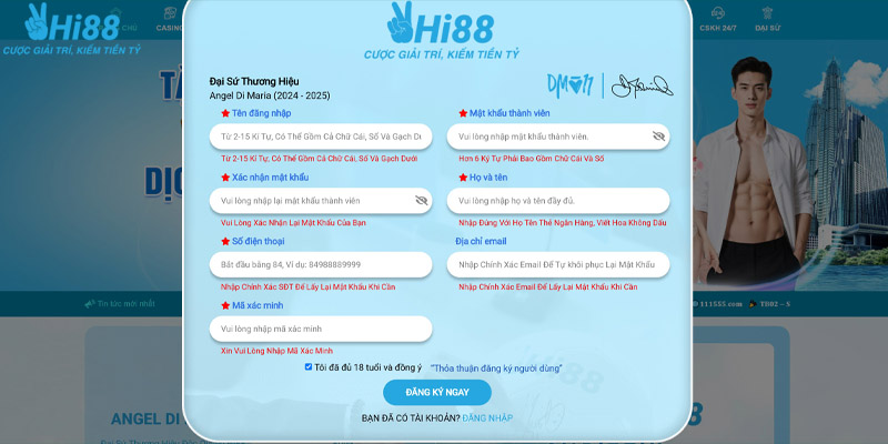 Bạn điền đủ hết những thông tin cá nhân